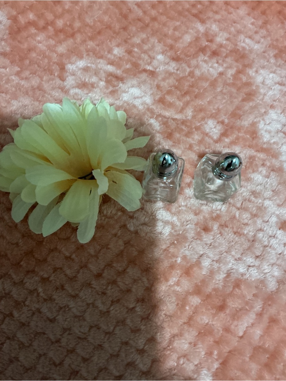 Vintage Pink and Cream Floral Salt and Pepper Shakers Set